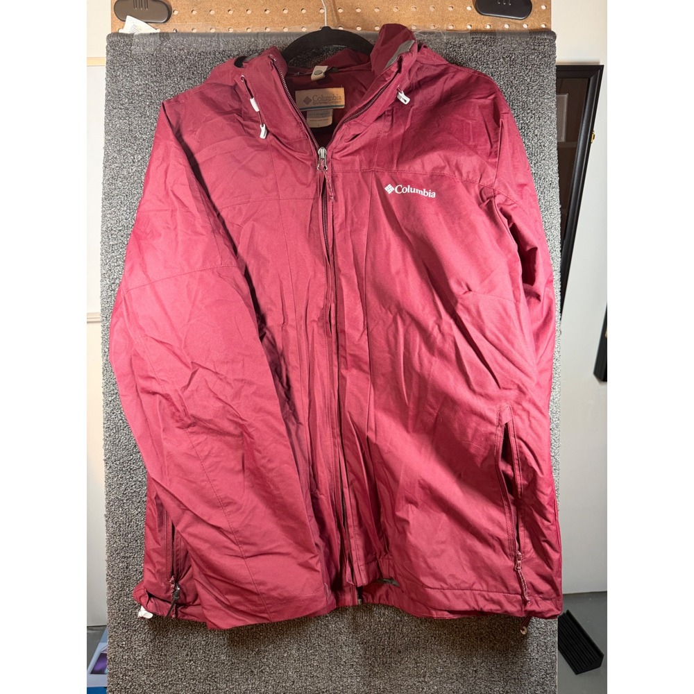 Columbia Interchange Jacket Mens L Red Omni-Heat Hooded Full Zip Outdoor Shell